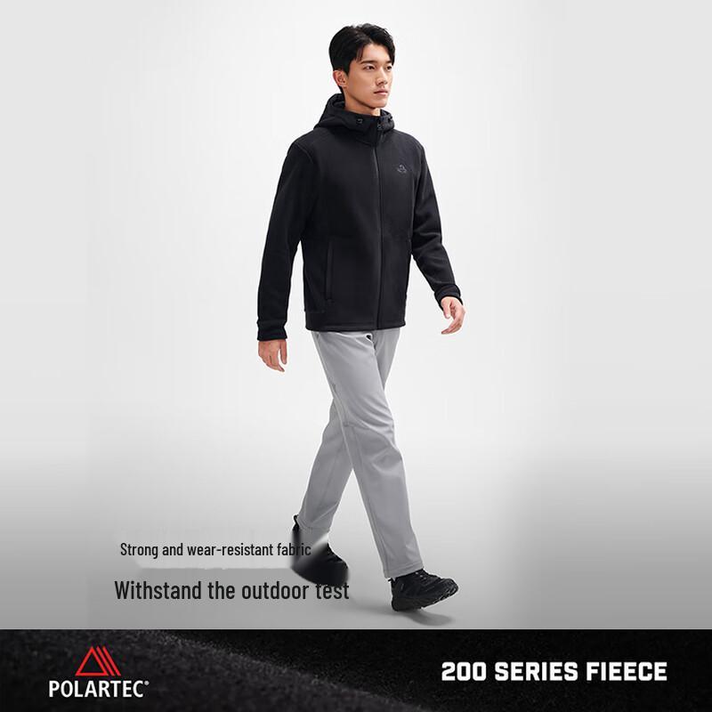 PELLIOT Men's Outdoor Windproof Warm Hooded Fleece Jacket