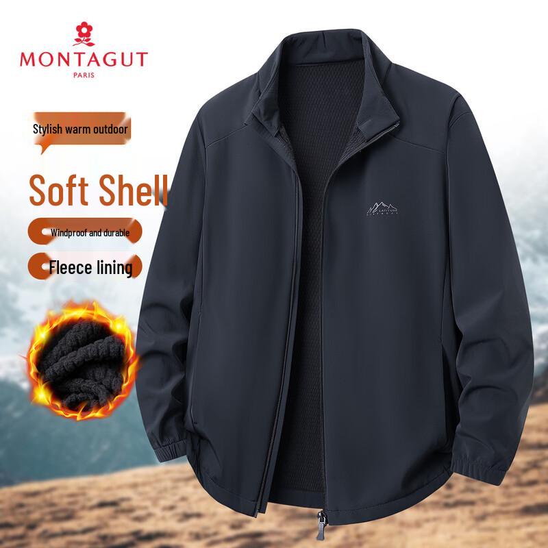 MONTAGUT Men s Winter Fleece-Lined Stand Collar Outdoor Jacket 2XL