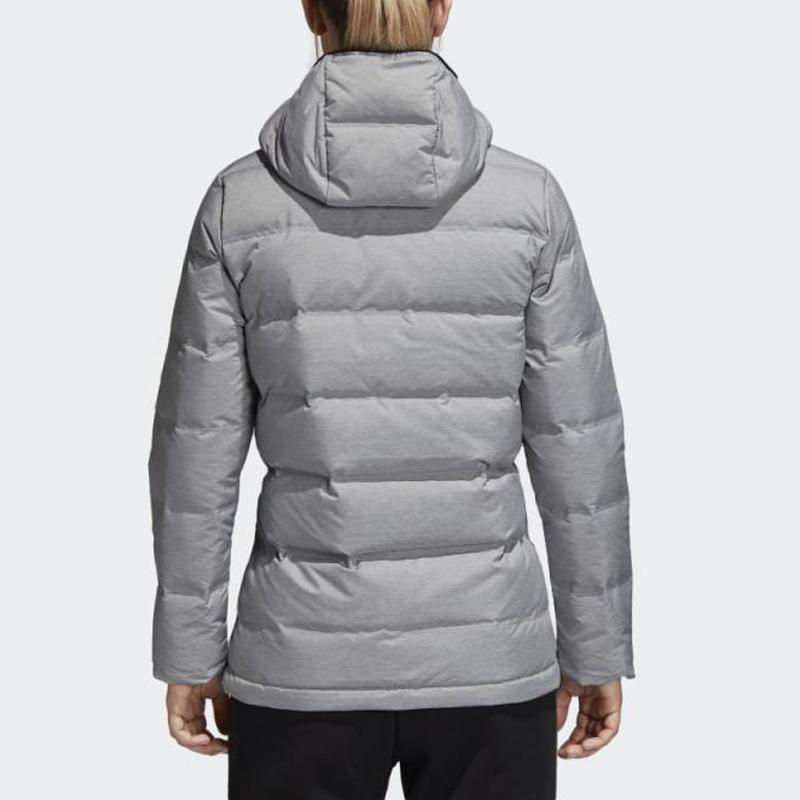 Adidas W Helionic Mel Windproof Warm Solid Color Hooded Fitted Down Jacket Women Jacket Gray CZ1385
