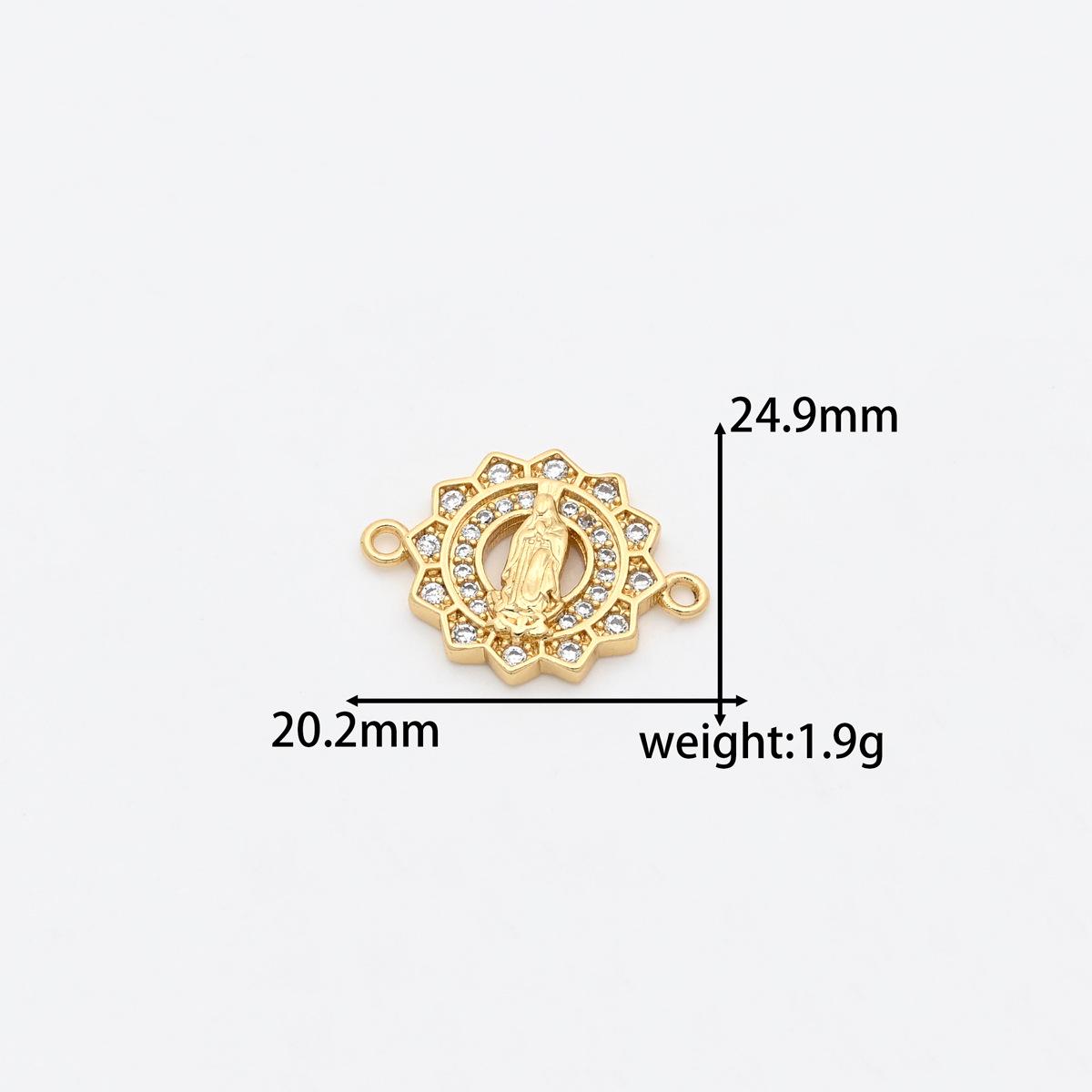 Copper Zirconia Virgin Mary Hand Bracelet Connector Pendant Jewelry
