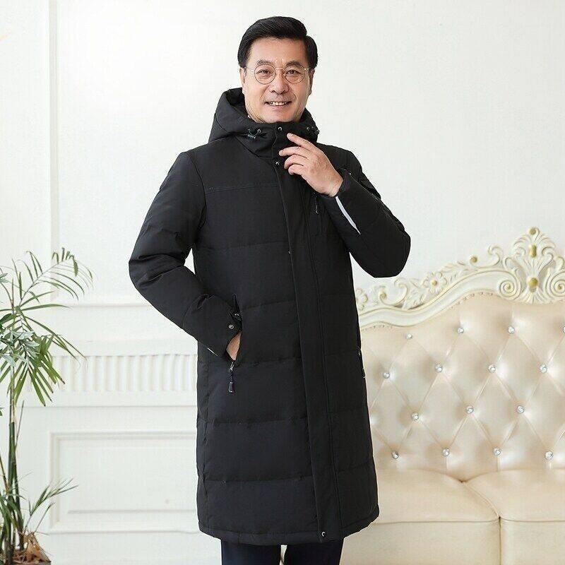 

Мужская длинная зимняя куртка с капюшоном для людей среднего и пожилого возраста - Защита от холода и тепло XL чёрный