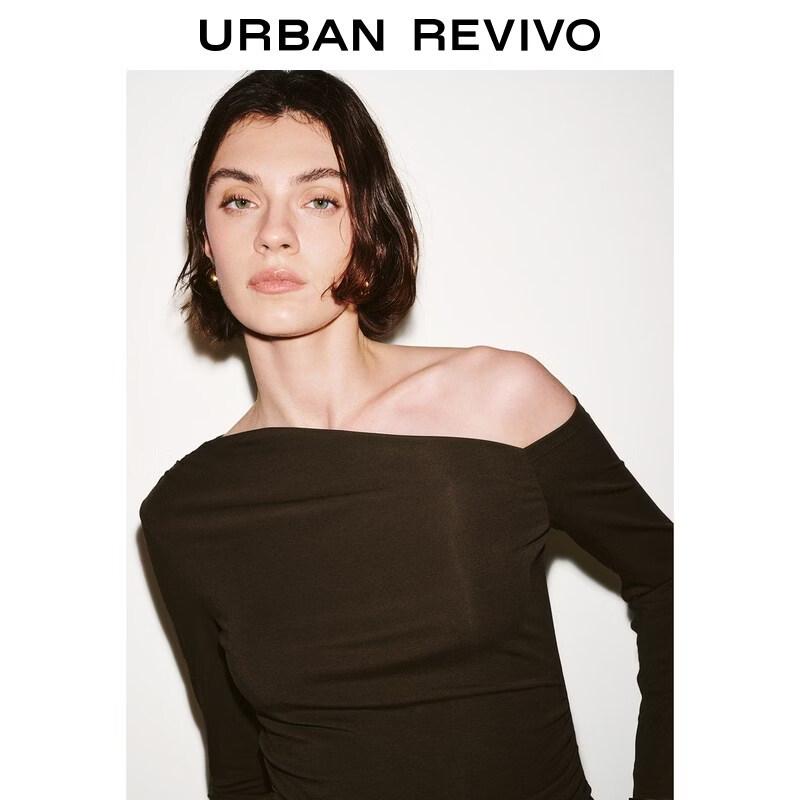 UR 2026 Women's Asymmetrical Neck Pleated T-Shirt