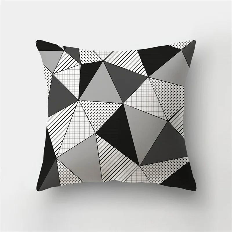 Simple Yellow Black Geometric Cushion Cover For Sofa Wave Line Square Pillow Case Letter Pillowslip Household Home Decor