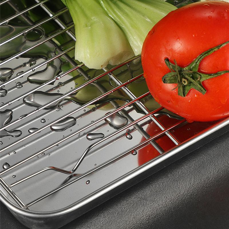 Kitchen Food Storage Tray Stainless Steel Serving Plates BBQ Steamed Spices Buffet Dishes Household Organizers Utensils
