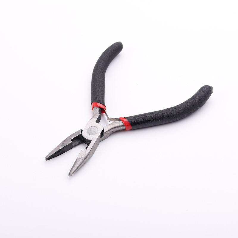 4.5-Inch Red and Black Bent Nose Pliers – Mini Multi-Functional Tool for Jewelry Processing
