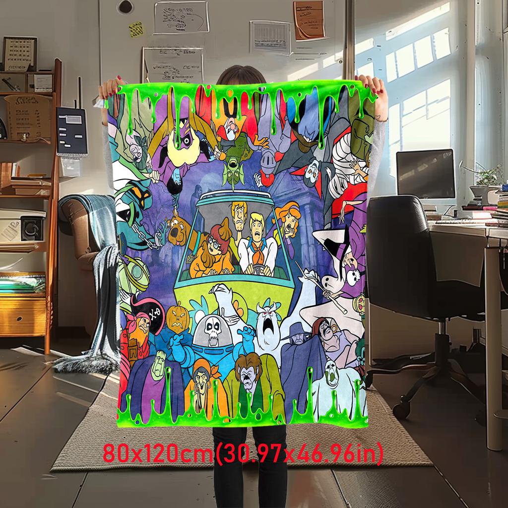 Filme de animação de aventura comédia de fantasia de Halloween Scooby-Doo cobertor macio decoração de casa para cochilo quatro estações quente cobertor Sherpa U10