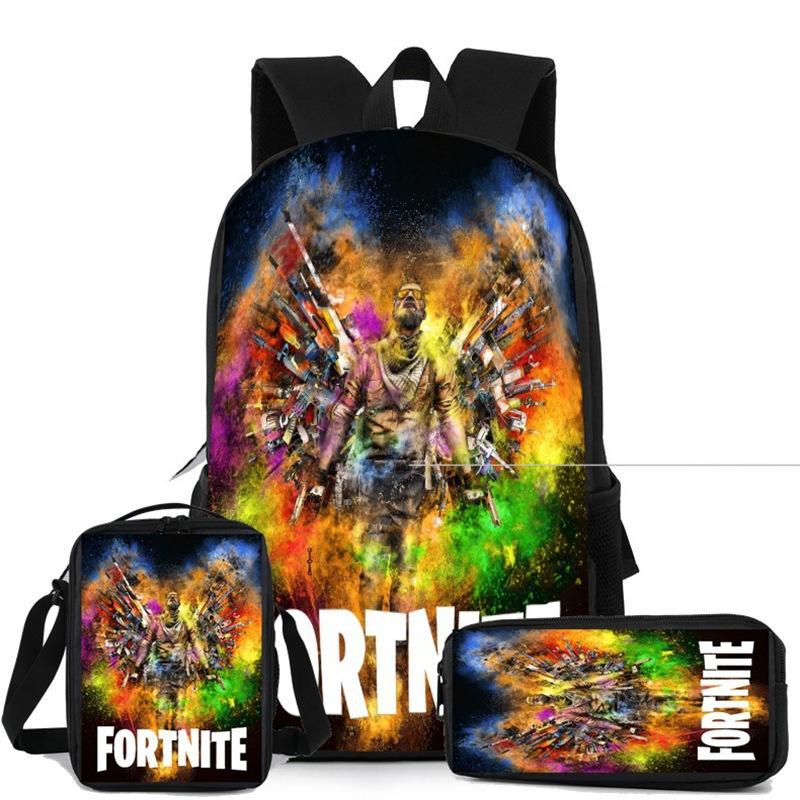 Popular Large-Capacity Backpack 3-Piece Set Anime Cartoon Kids Schoolbag Student Backpack for Boys and Girls