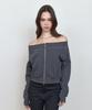 Kyuliti C Studded Off-Shoulder 2-Way Zip-Up_Charcoal