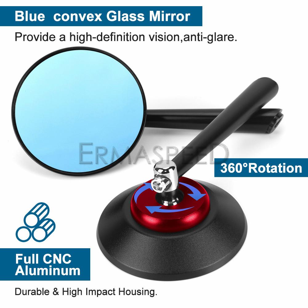 Round Motorcycle Rear View Mirrors Universal 8MM 10MM CNC Aluminum Handlebar Mirrors for Scooter Cruiser Dirt Bike