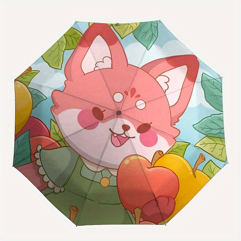 1pc Lively Fox Automatic Opening and Closing Folding - A Good Choice for Gifts, Fashionable and Convenient Umbrella With Cute Cartoon Characters, Dura