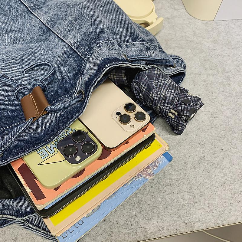 Denim Backpack Retro Commuter Large Capacity Travel Backpack