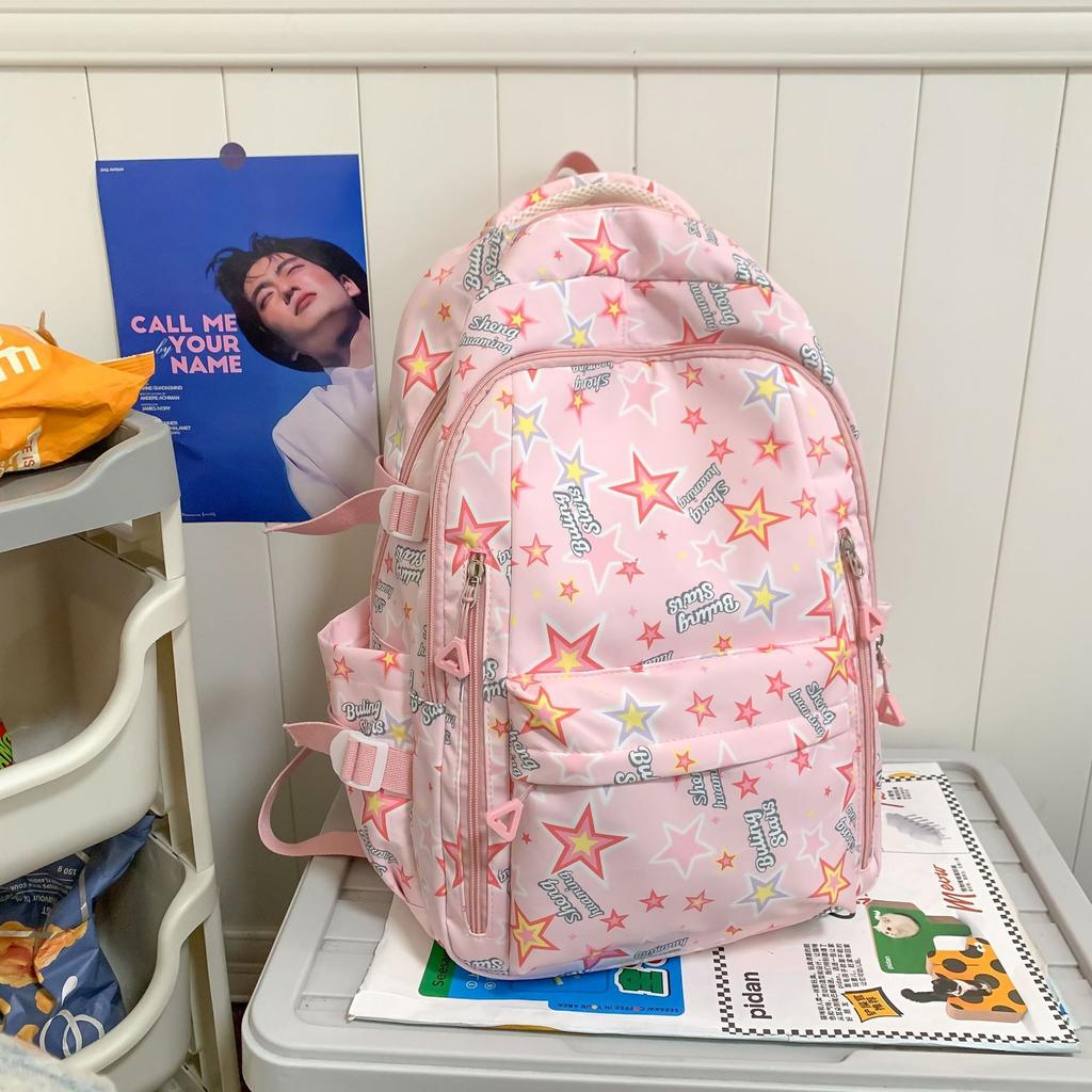 Schoolbag1011 new Japanese ins style school bag women's middle school and college students printed stars graffiti backpack large capacity backpack