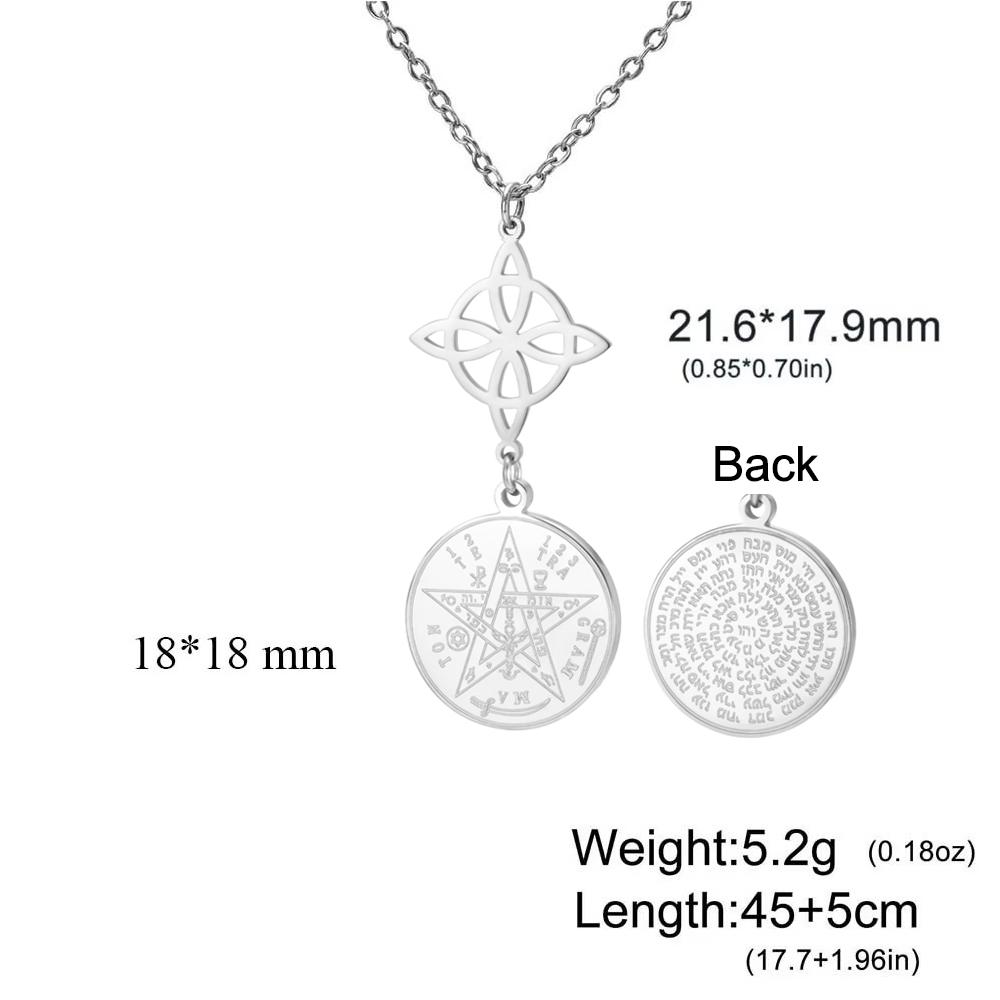 Cazador Witch Knot Tetragrammaton Pentagram Pendant Necklace Stainless Steel Vintage Double Amulet Protection Necklaces Jewelry