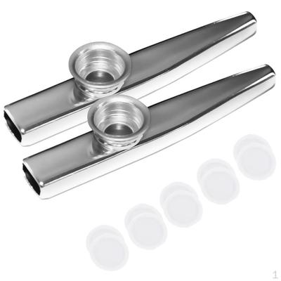 2 pezzi Kazoo in metallo argentato con 10 diaframmi Flauto a bocca Armonica Strumento musicale per feste per bambini