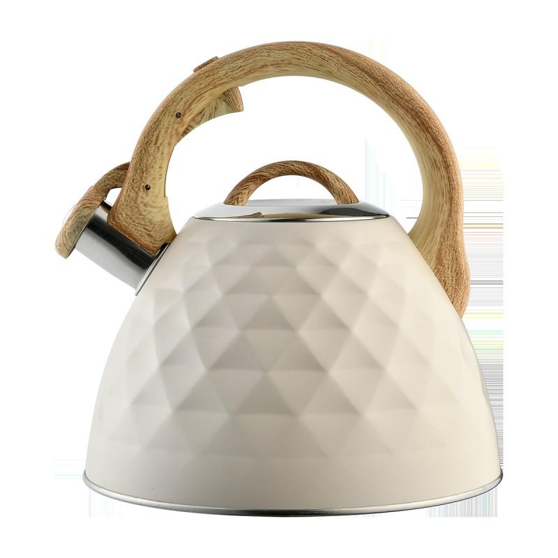 3L Stainless Steel Whistling Kettle Modern Minimalist Home Water Boiler With Hammered Finish
