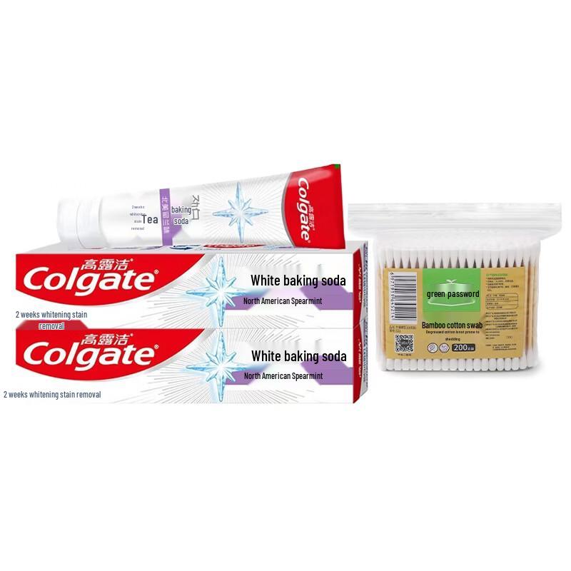 

Colgate Whitening Baking Soda Spearmint Toothpaste Bundle with Cotton Swabs