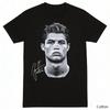 Vintage Football Star Portrait T Shirt Signature Print Cotton Short Sleeve Casual Unisex Retro Streetwear Top