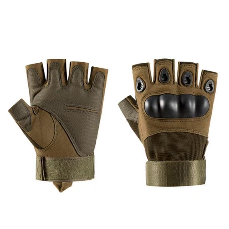 Unisex Camouflage Hard Shell Half-Finger Gloves for Fitness, Outdoor Sports, and Cycling L (up to 70 kg)