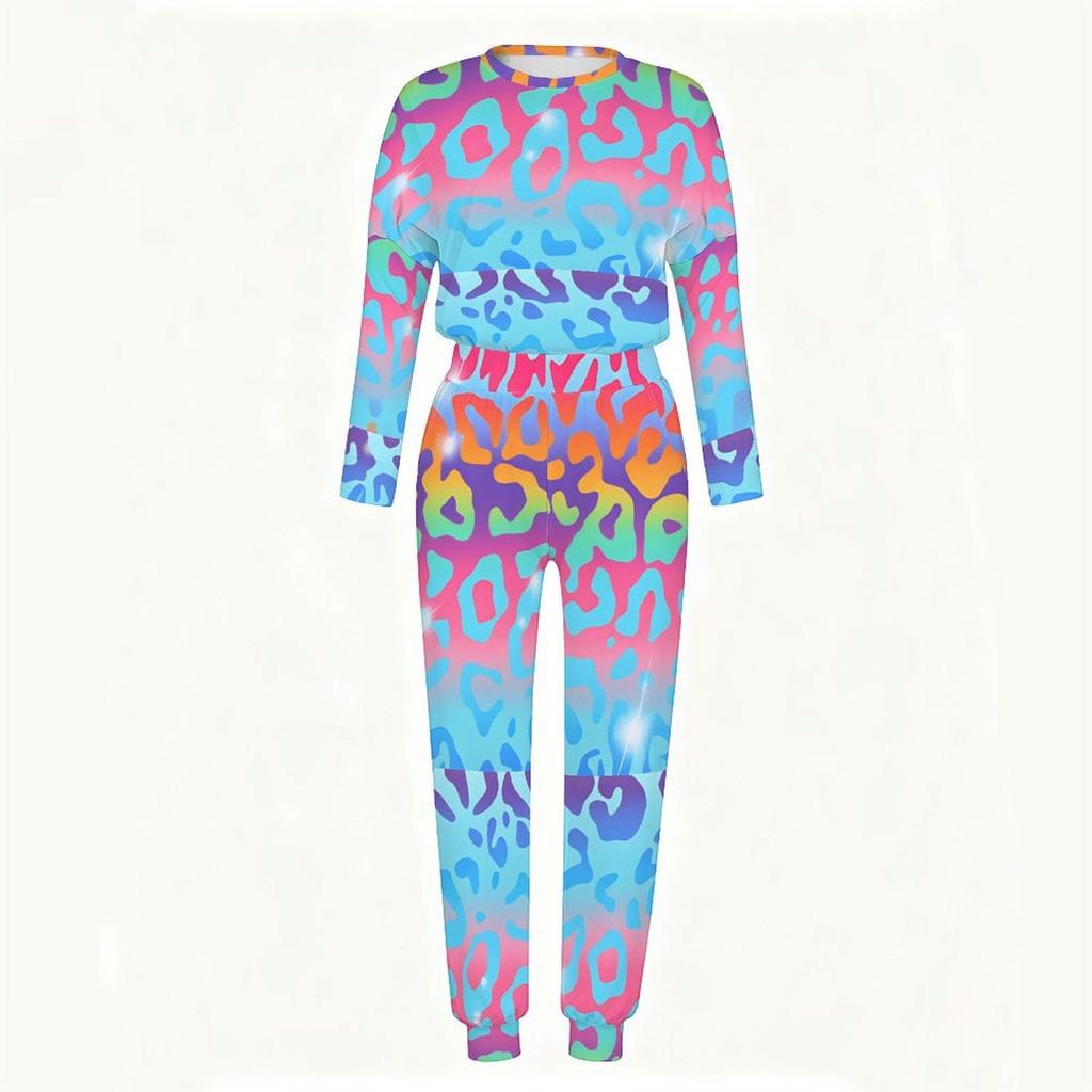 Female Long Sleeve Loose Blouse And Elastic Waist Straight Pants Two Piece Set For Casual Daily Life
