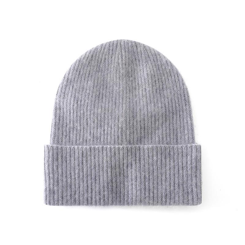 

Cashmere Autumn and Winter New Style Women s High End Solid Color Knitted Outdoor Warm Fashion Heavyweight Baotou Cuffed Hat One size