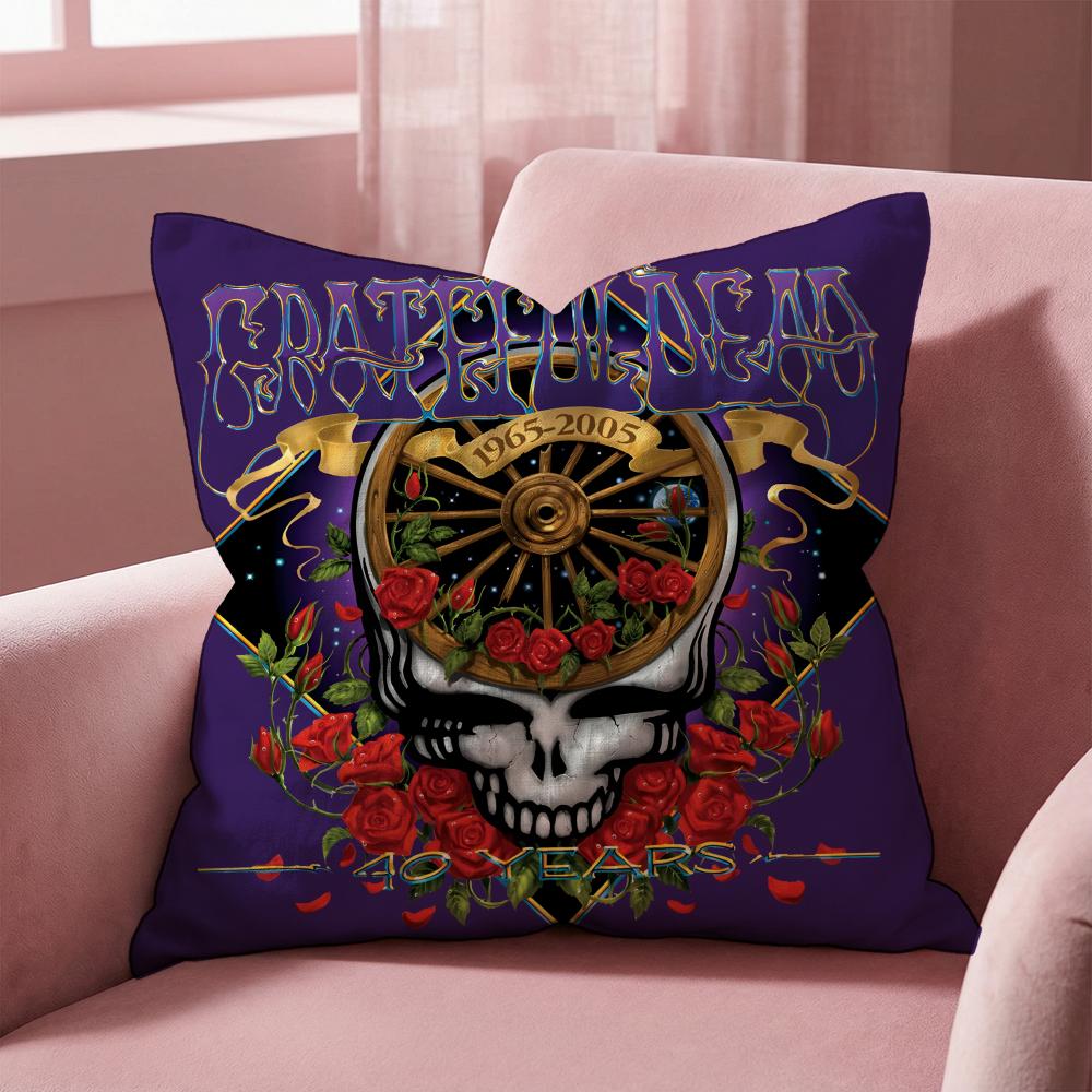 Grateful Dead Rock Band Cushion Cover Multi-Scene Pillow Cover for Home & Car - Reversible, Soft & Durable for Daily Use