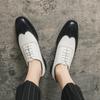 New Brogue Shoes for Men Mixed Colors Square Toe Black White Spring Autumn Handmade Men's Shoes for Business
