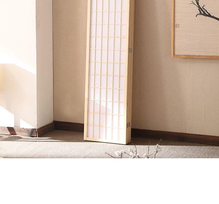 Solid Wood Japanese Folding Screen - Modern Lattice Design for Living Room, Office, or Entrance Hall