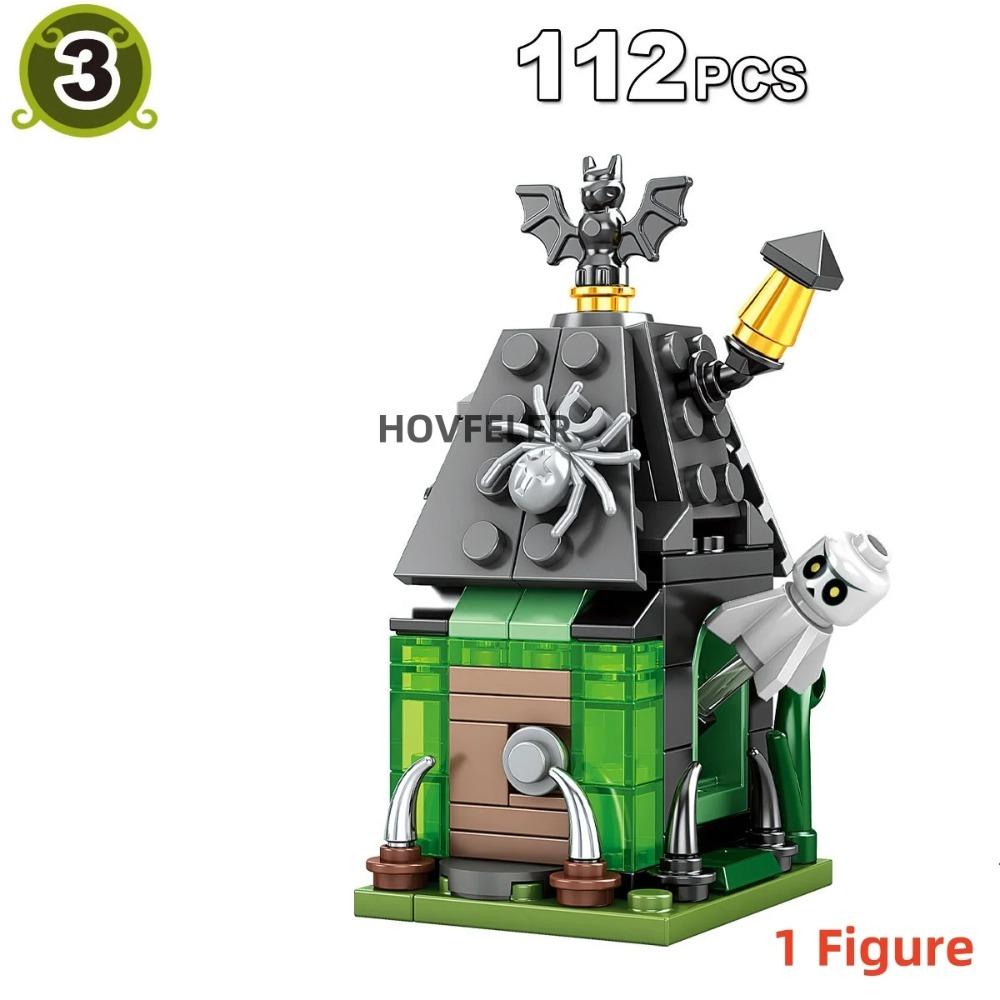 4-in-1 Halloween Kürbis Haus Bausteine Stadt Kind DIY Kürbis Kutsche Modell Set Steine Spielzeug für Kinder Geschenk