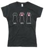 Lustiges Damen T-Shirt Katzenpfoten Schere Stein Papier Normale Passform Baumwoll-Tee
