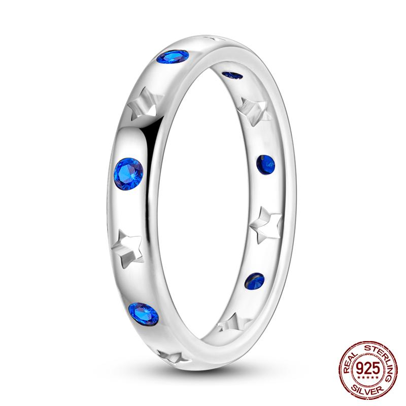 New Rings For Women 100% 925 Silver Star Moon Colorful Zircon Rings Fine Wedding Engagement Birthday Jewelry Gifts