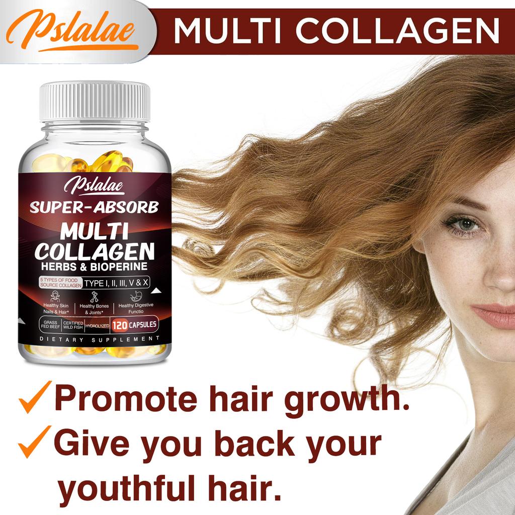 Multi Collagen Complex 1970mg 120 Capsules - 5 Types I II III V X, Beauty & Wellness