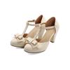 T-Straps Summer Women Sandals Fashion Pink Green Heels Lolita Shoes For Girls Sweet Bow-tied Office Wedding Shoes Large Size 44