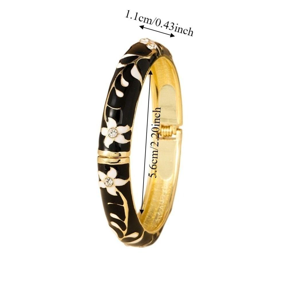 Traditional Vintage Cloisonne Bangle Colorful Women's Hand Bracelet Flower Crystal Bangle Girls