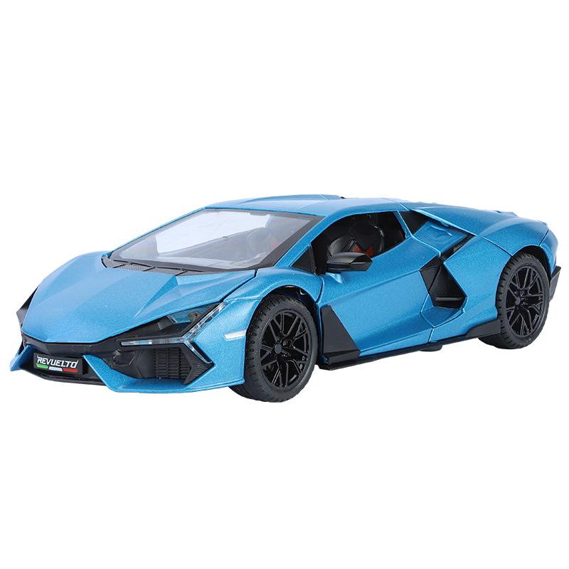 

Игрушечная модель спортивного автомобиля Lamborghini Revuelto 1/24, литой под давлением сплав, подвеска на четыре колеса, все двери автомобиля открываются, модели транспортных средств, коллекционные подарки синий