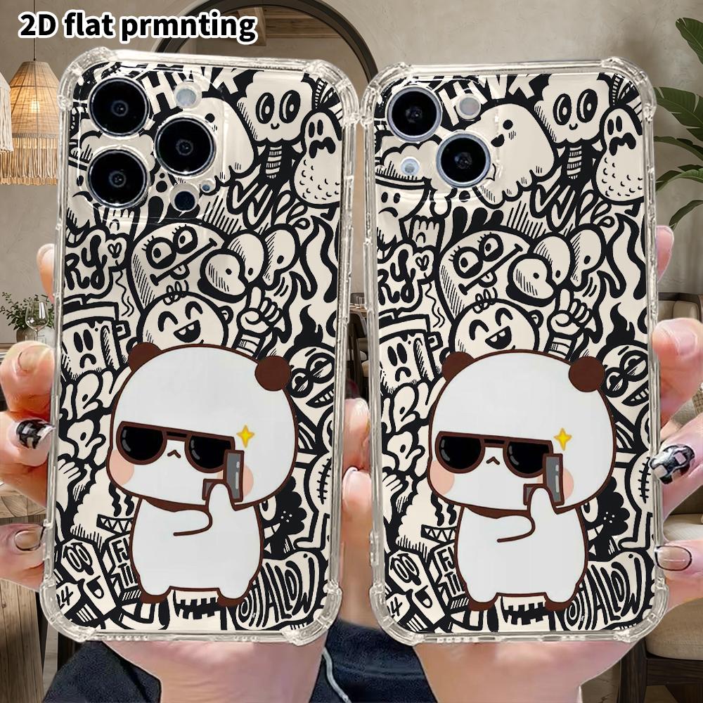 Phone Case: 2D Flat Suitable for iPhone 18 17 16 15 14 13 Pro, Transparent Corner Protection Case, Cool Boss Style, Christmas and Halloween Gift