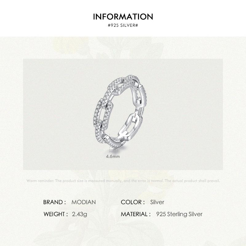 MODIAN 925 Sterling Silver Geometric Diamond Stackable Ring Trendy Platinum Plated Brand Party Jewelry For Women Accessories