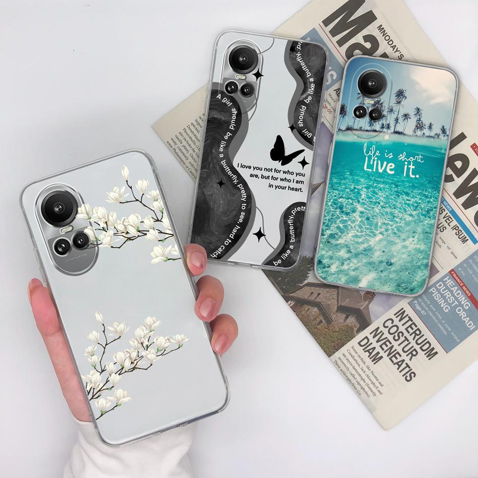 For Oppo Reno 10 Pro 5G Phone Case Ink Painting Soft Clear TPU Silicone Lightweight Cover For Oppo Reno10 10Pro Fundas Protector