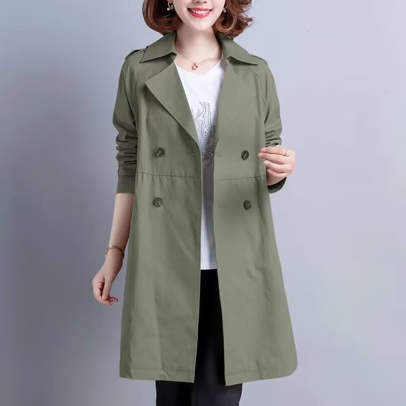 Women's Mid-Length Trench Coat, Korean Style 2026: Spring/Autumn Loose, Slimming, British Hepburn-Inspired Casual Fashion Trend