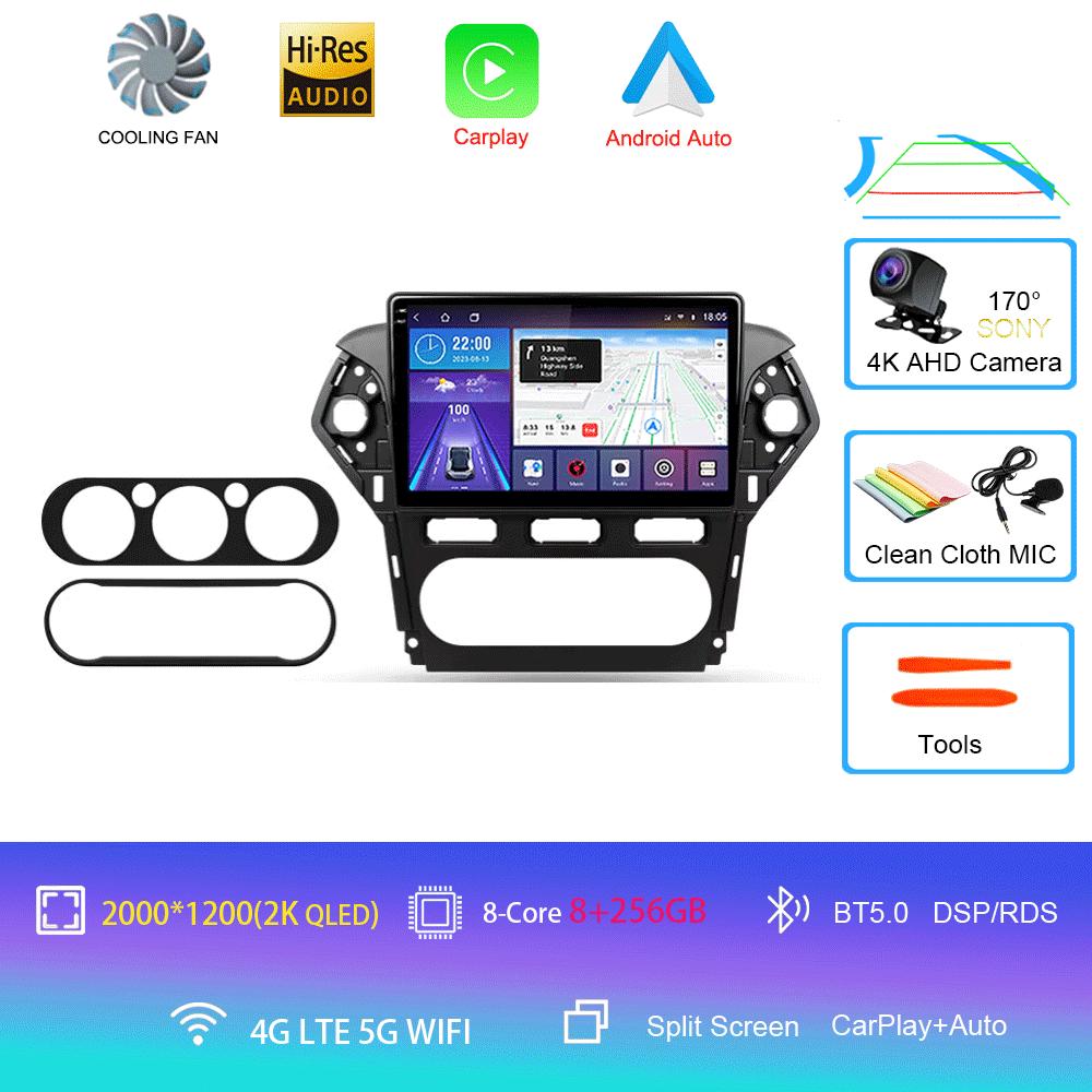 Car Radio Android 14 Carplay Auto For Ford Mondeo 4 Mk4 2010 - 2014 Navigation GPS Multimedia Player Stereo wifi+4G BT Video DVD