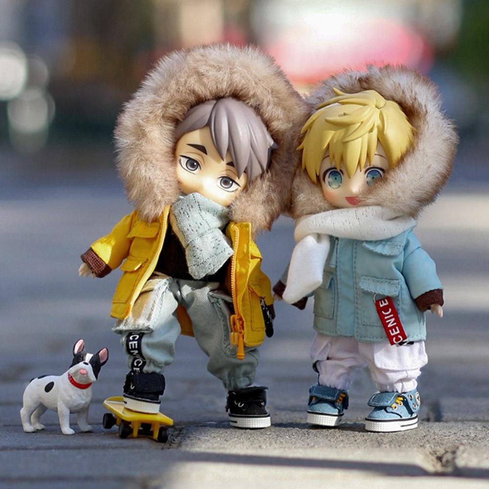 Nová Mini Roztomilá Péřová Bunda Bavlněná Bunda Kabát Kabát S Kapucí ob Krátké Ponožky pro 1/12bjd,obitsu11,mollys,ob11 Panenka Boty Doplňky