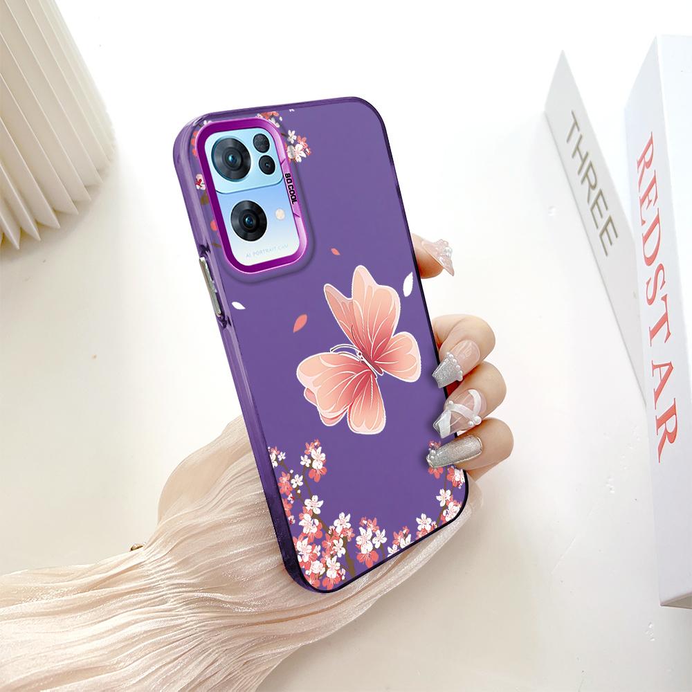 Painted Pattern Colorful Sliver Double Sided Hard Shell Shockproof Anti-fall Phone Casing for OnePlus OPPO Reno Realme