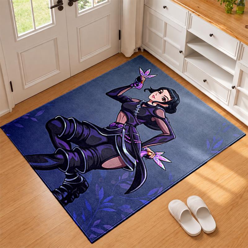Kpop Demon Hunters Carpet Door Mat for Living Room or Bedroom Protective Mat Under Chair Office Decoration Christmas Gift Birthday Present