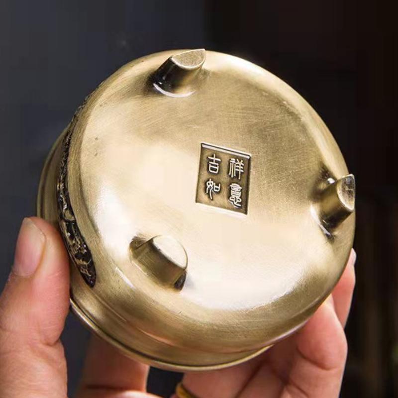 Estufa de Aromaterapia Antigua de Cobre Puro de Tres Patas para Bricolaje para Hogar Interior, Quemador de Incienso de Alambre para Incienso, Decoración para Ceremonia del Té