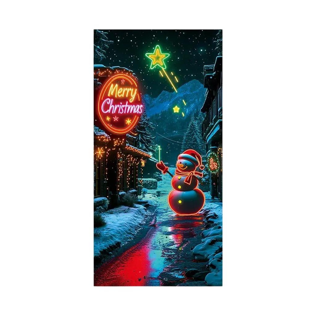 Christmas UV Fluorescent Door Banner/cover Background/holiday Party Decoration/Christmas Decorative Hanging Cloth