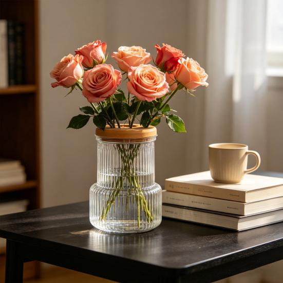 Self-Watering Planter Imitation Glass Vase Hydroponic Plant Pot Transparent Water Storage Tank Mini Desktop Planter for Home Office Decor