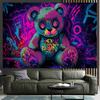 Neon Graffiti Teddybär Wandteppich Cyberpunk Street Style Wohnzimmer Trendige Coole Zimmerdekoration Heimdekoration