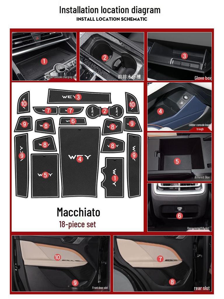 Wey Macchiato Car Door Slot & Cup Holder Mat - Interior Accessories