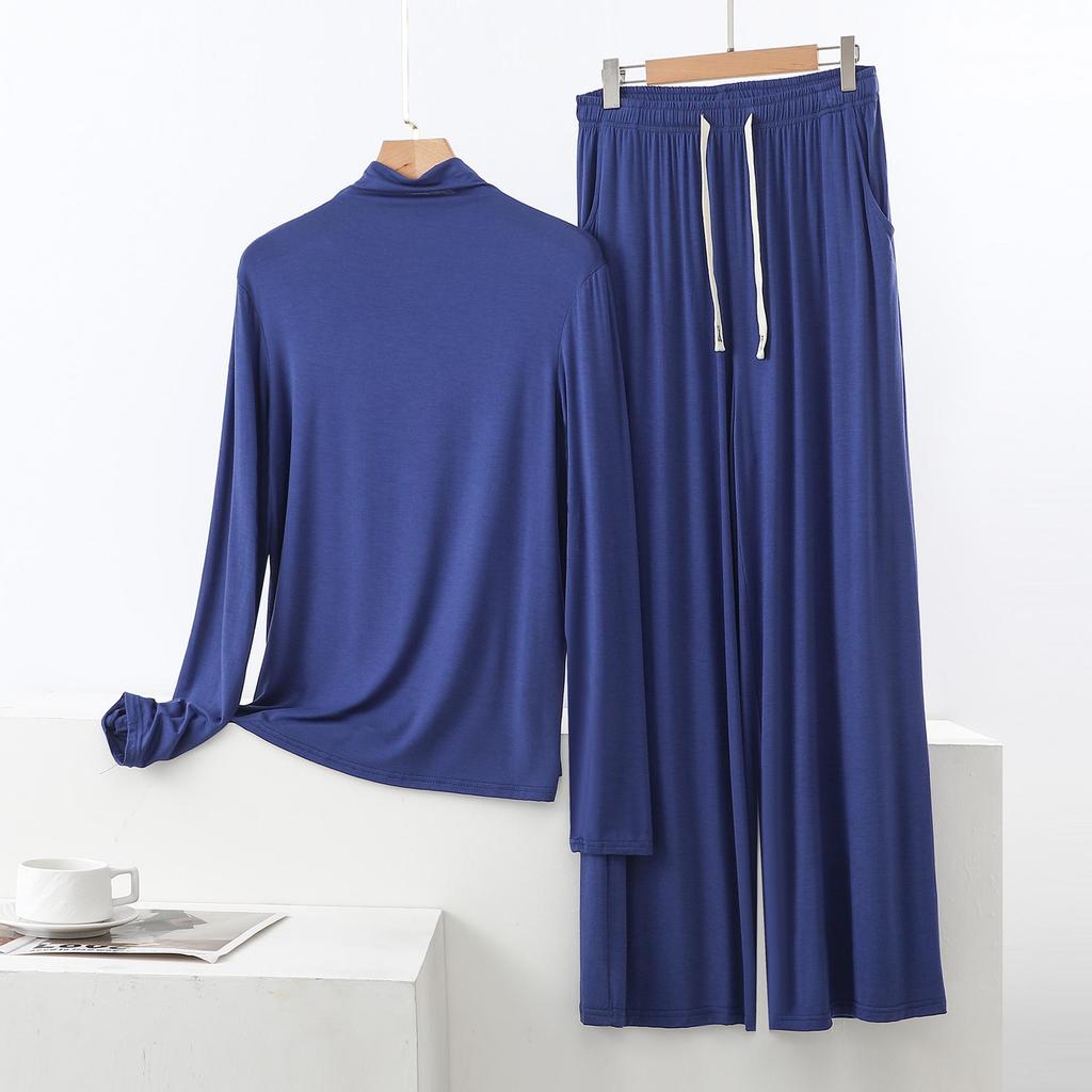 Damen Hochhals Langarm Pyjama-Set mit Schulterschutz - Weich, Glatt, Große Größen Sommer Nachtwäsche