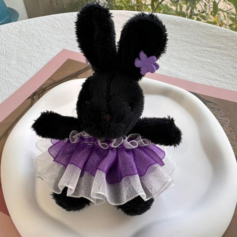 Lovely Rabbits Toy Keychain Soft Plush Pendant Key Chain Cartoon Animal Shaped Keyrings Ornament Stylish Bag Charm