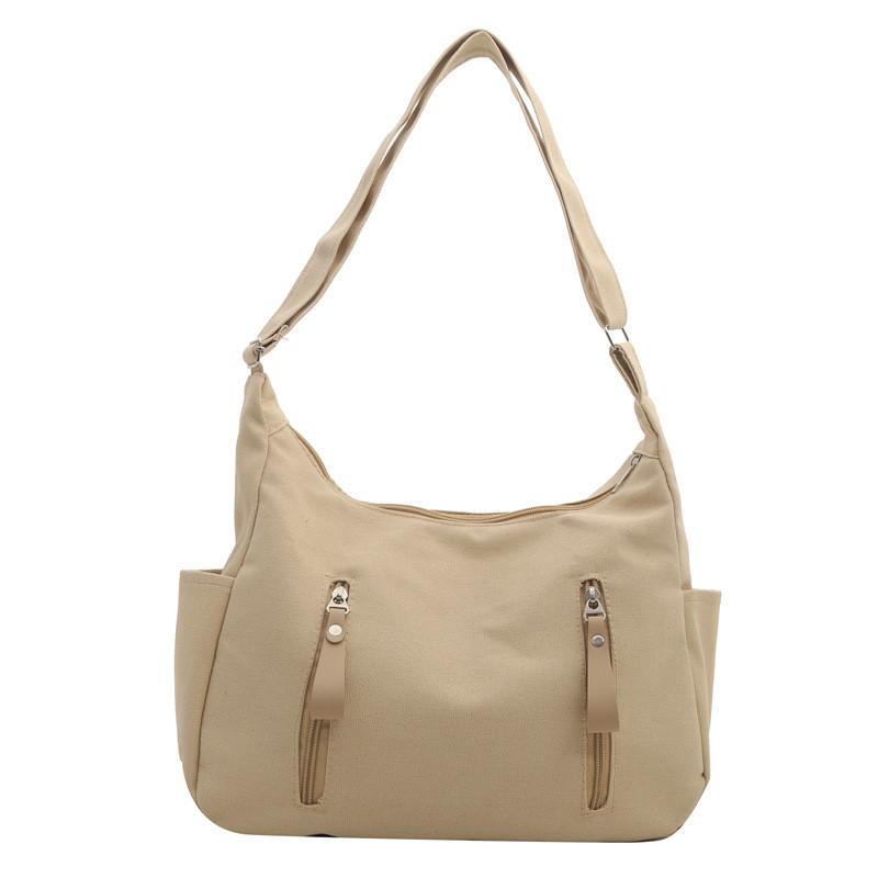 Trendy Retro Japanese Canvas Crossbody Bag Elegant Black Beige And Khaki Colors For Everyday Use